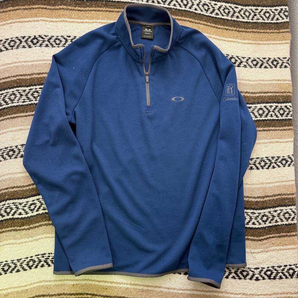 Men's Oakley TPC Colorado Golf Course Blue 1/4 Golfing Zip Pullover Jacket Sz L